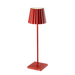 Red Plissé cordless table lamp with a contemporary design, featuring a fluted shade and a sleek stand.