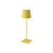 Cordless yellow Plissé table lamp with pleated shade design.