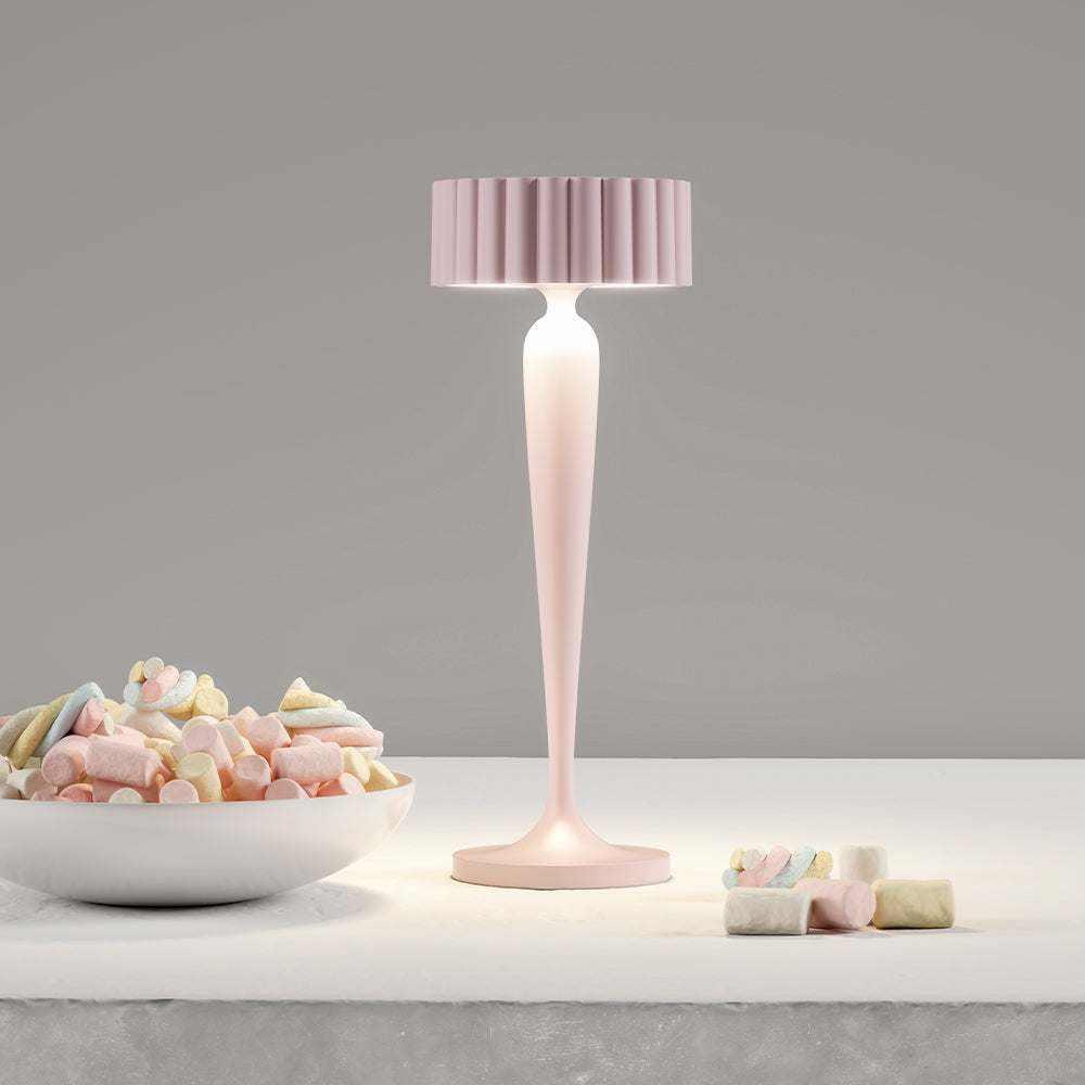Twiggy cordless sleek cordless table lamp with modern design and soft pink shade