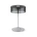 Crystal cordless table lamp with removable smoky glass shade and touch switch for customizable lighting.