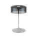 Crystal cordless table lamp with removable smoky glass shade and touch switch for customizable lighting.