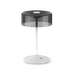 Crystal cordless table lamp with smoky glass shade and touch switch, offering flexible dimming.