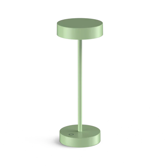 Minimalist portable LED lamp Standy Maxi in green, sleek design, versatile lighting options, touch switch control.
