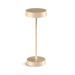 Minimalist portable LED lamp in gold, sleek design, touch switch, flexible dimming, water and dust-resistant.