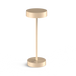 Minimalist portable LED lamp in gold, sleek design, touch switch, flexible dimming, water and dust-resistant.