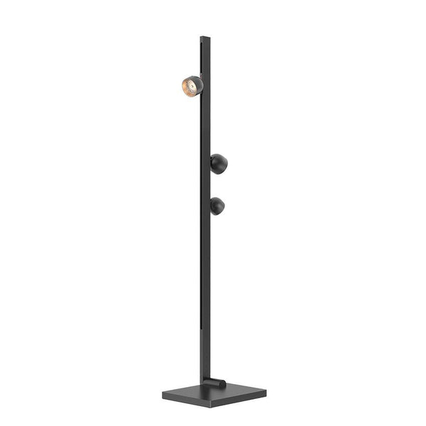 Sleek black Sakura F001-A floor lamp with three adjustable Sola lighting modules for customizable multi-directional illumination