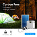 Solar rechargeable emergency lantern with power storage, ideal for camping and outdoor use, featuring solar charging and 80W power storage, with a 2-year warranty.