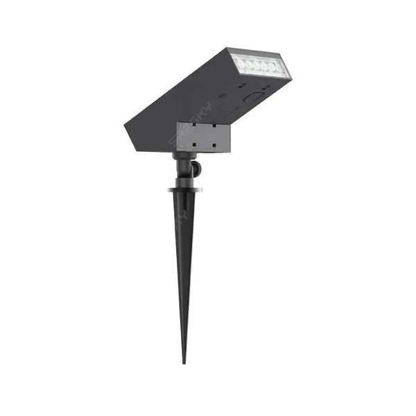 Black solar path light with ABS housing and monocrystalline silicon panel.
